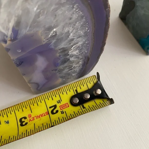 Natural Geode Bookends. Paperweights. Purple or blue agate pieces. Brazilian - Picture 9 of 16